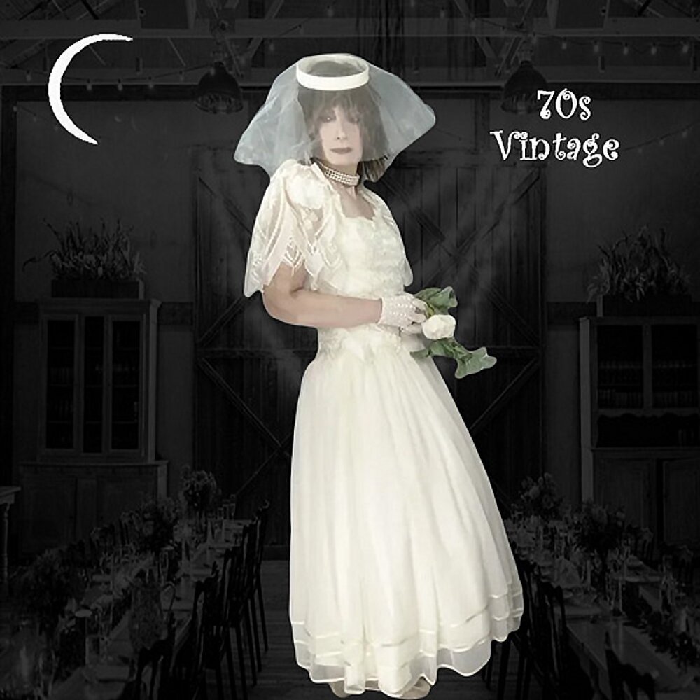 Wedding Dress Gown Tea Length Fit Flare Vintage Bride Bridal
